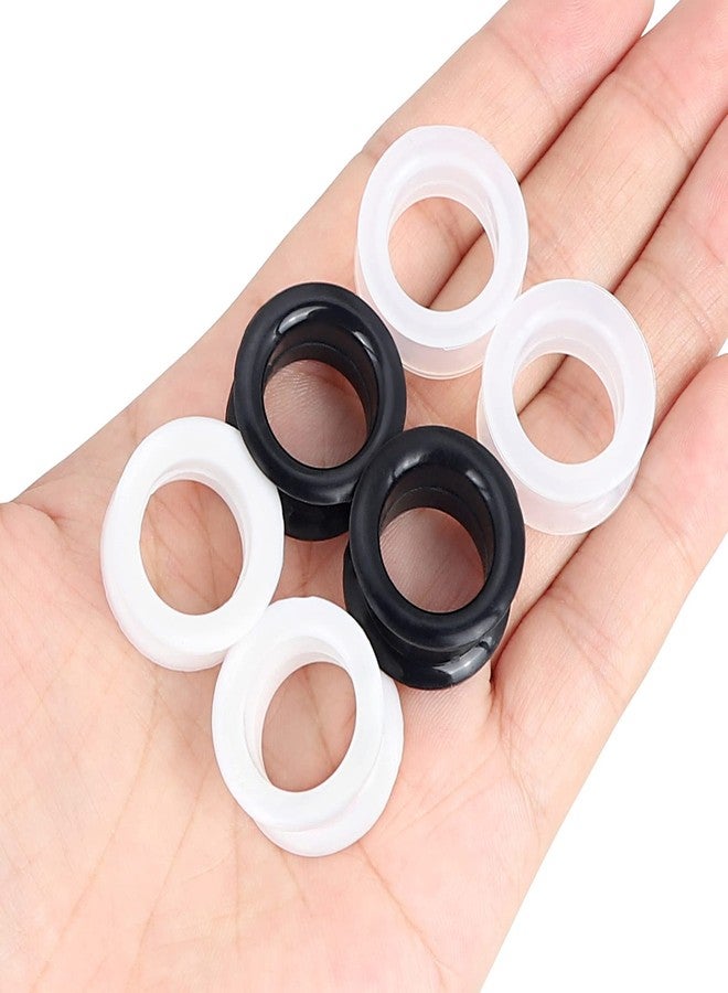 Qmcandy 3 Pairs Black White Clear Thick Silicone Tunnels Flexible Ear Skin Gauges for Ear 25mm - Image 2